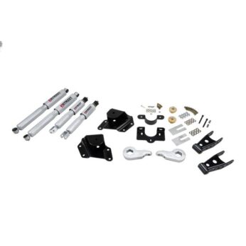 BELLTECH 659SP LOWERING KITS FRONT AND REAR COMPLETE KIT W/ STREET PERFORMANCE SHOCKS 2005-2006 CHEVROLET SILVERADO/SIERRA (EXT CAB, W/ FACTORY FRONT TORSION BAR) 1 IN. OR 2 IN. F/4 IN. R DROP W/ STREET PERFORMANCE SHOCKS