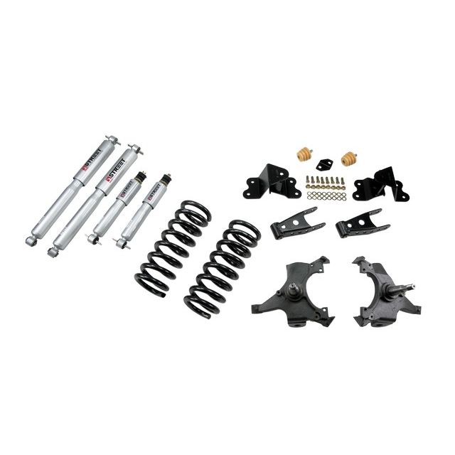 BELLTECH 687SP LOWERING KITS FRONT AND REAR COMPLETE KIT W/ STREET PERFORMANCE SHOCKS 1992-1998 CHEVROLET SILVERADO/SIERRA C1500 (STD CAB, EXT 454 SS) 3 IN. F/4 IN. R DROP W/ STREET PERFORMANCE SHOCKS