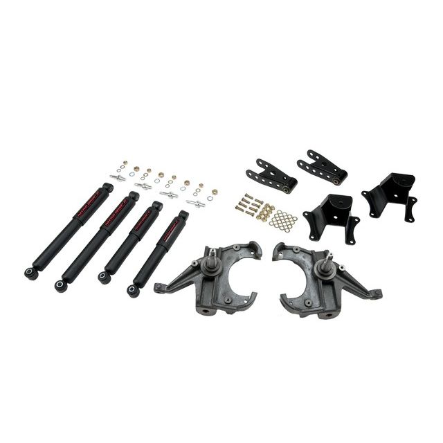 BELLTECH 704ND LOWERING KITS FRONT AND REAR COMPLETE KIT W/ NITRO DROP 2 SHOCKS 1973-1987 CHEVROLET C10 (1 IN. ROTOR) 3 IN. F/4 IN. R DROP W/ NITRO DROP II SHOCKS