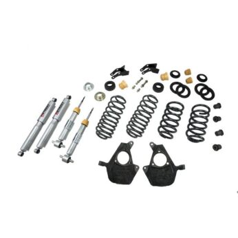 BELLTECH 733SP LOWERING KITS  FRONT AND REAR COMPLETE KIT W/ STREET PERFORMANCE SHOCKS 2007-2014 CHEVROLET TAHOE/SUBURBAN/AVALANCHE/YUKON (W/OUT FACTORY AUTORIDE, 2WD/4WD) 3 IN. OR 4 IN. F/3 IN. OR 4 IN. R DROP W/ STREET PERFORMANCE SHOCKS
