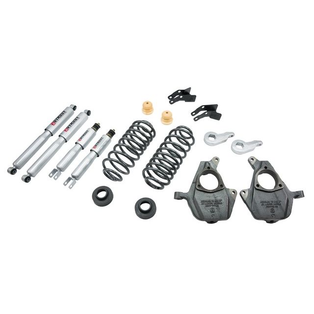 BELLTECH 781SP LOWERING KITS FRONT AND REAR COMPLETE KIT W/ STREET PERFORMANCE SHOCKS 2000-2006 CHEVROLET AVALANCHE Z66 (W/OUT FACTORY PREMIUM RIDE) 3 IN. OR 4 IN. F/4 IN. OR 5 IN. R DROP W/ STREET PERFORMANCE SHOCKS