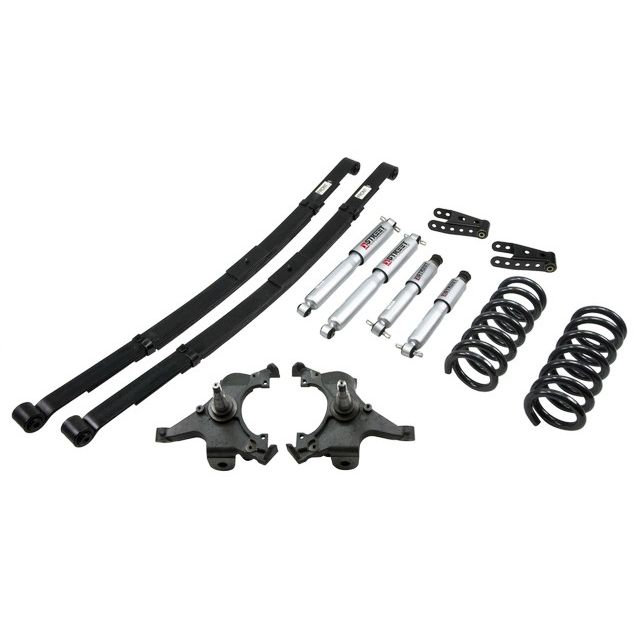 BELLTECH 786SP LOWERING KITS FRONT AND REAR COMPLETE KIT W/ STREET PERFORMANCE SHOCKS 1992-1998 CHEVROLET SUBURBAN (2WD, INC 3/4 TON 6 LUG) 3 IN. F/4 IN. R DROP W/ STREET PERFORMANCE SHOCKS