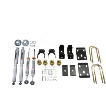 BELLTECH 993SP LOWERING KITS  FRONT AND REAR COMPLETE KIT W/ STREET PERFORMANCE SHOCKS 2014-2015 CHEVROLET SILVERADO/SIERRA (STD CAB) 2WD 3 IN.OR 4 IN. F/ 7 IN. R W/ STREET PERFORMANCE SHOCKS