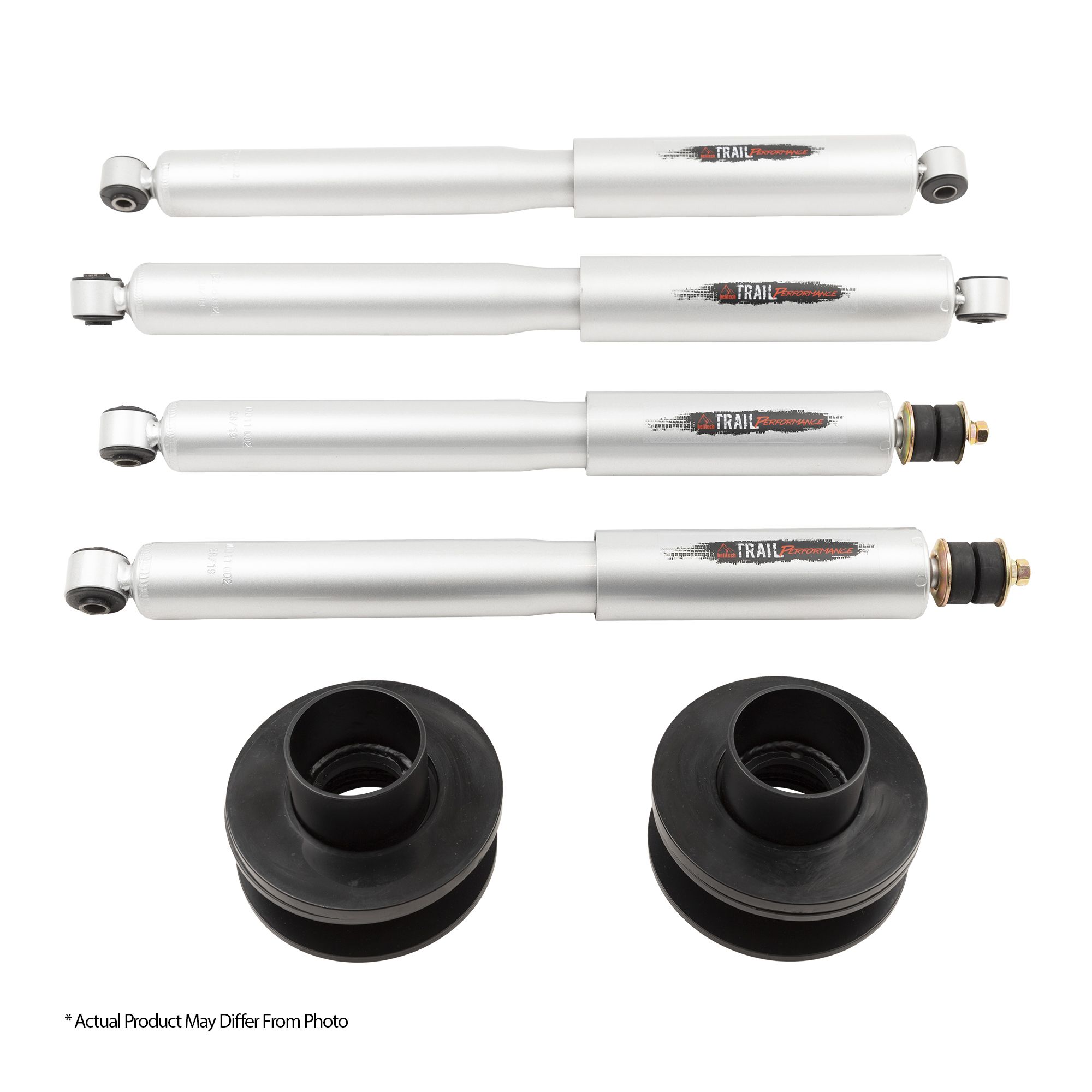 BELLTECH 1023SP LEVELING KITS 3 IN. COIL SPRING SPACER INC. FRONT AND REAR TRAIL PERFORMANCE STRUTS/SHOCKS 2007-2018 CHEVROLET SILVERADO/SIERRA 1500 2WD/4WD (ALL CABS) 3 IN.