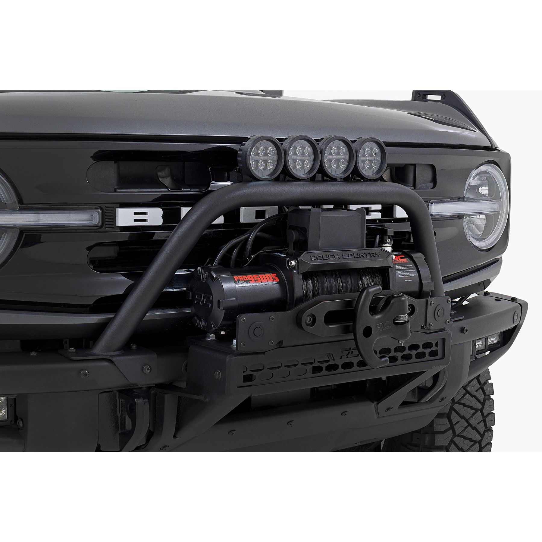 Rough Country Safari Bar - 3 in OSRAM (Pair) - Wide - OE Modular Steel - Ford Bronco (21-23)