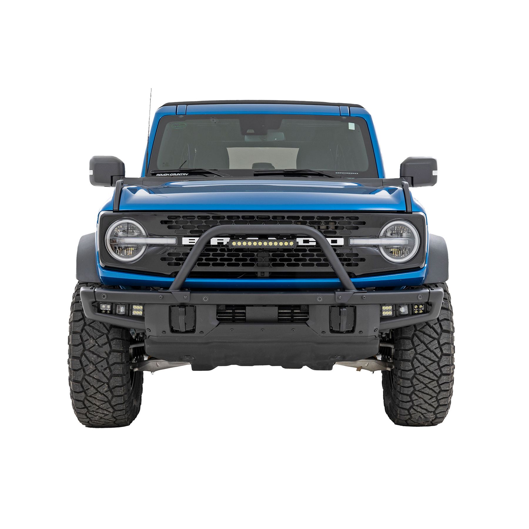 Rough Country Safari Bar - 12 in LED Light Bar - Black - Single Row - OE Modular Steel - Ford Bronco 4WD (