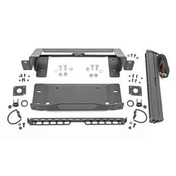 Rough Country High Winch Mount - All Models - 20 Inch Black Single Row LED - DRL - Ford Bronco (21-23)