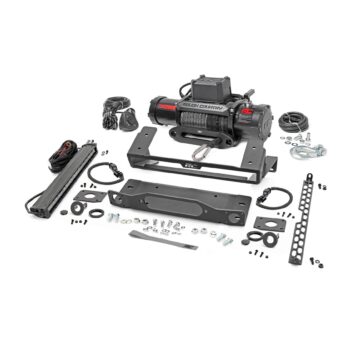 Rough Country High Winch Mount - All Models - 12000S - 20 Inch Black Single Row LED - Ford Bronco 4wd (2021-2023)