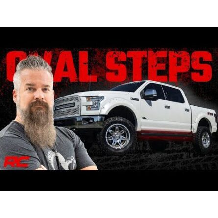 Rough Country Oval Nerf Step - Crew Cab - Black - Ford F-150 (15-23)/F-150 Lightning (2022)