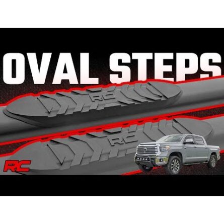 Rough Country Oval Nerf Step - Crew Cab - Black - Toyota Tundra 2WD/4WD (07-21)