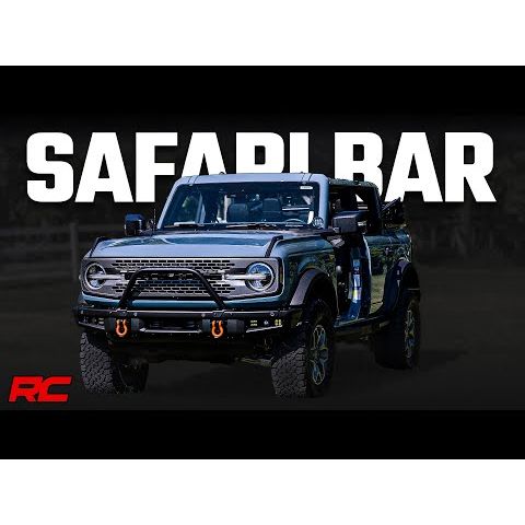 Rough Country Safari Bar - 12 in LED Light Bar - Black - DRL - Single Row - OE Modular Steel - Ford Bronco 4WD (