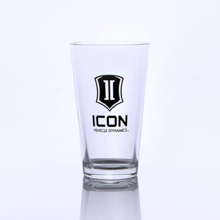 16OZ PINT GLASS W/STACKED BLACK ICON LOGO