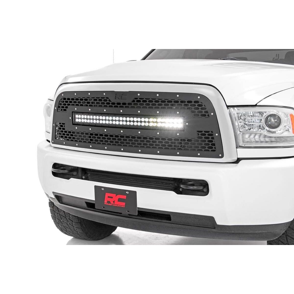 Rough Country Mesh Grille - 30 in Dual Row LED - Black - Ram 2500/3500 (13-18)