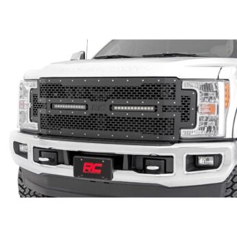 Rough Country Mesh Grille - 12 in Dual Row LED - Black - Ford Super Duty (17-19)