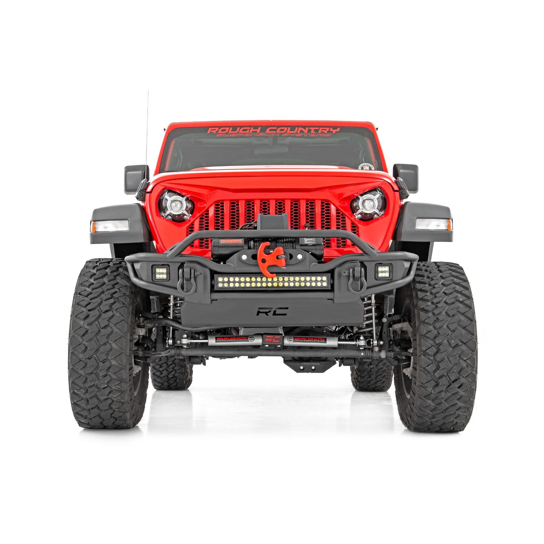Rough Country Front Winch Bumper - Tubular - Skid Plate - Jeep Gladiator JT/Wrangler JK & JL