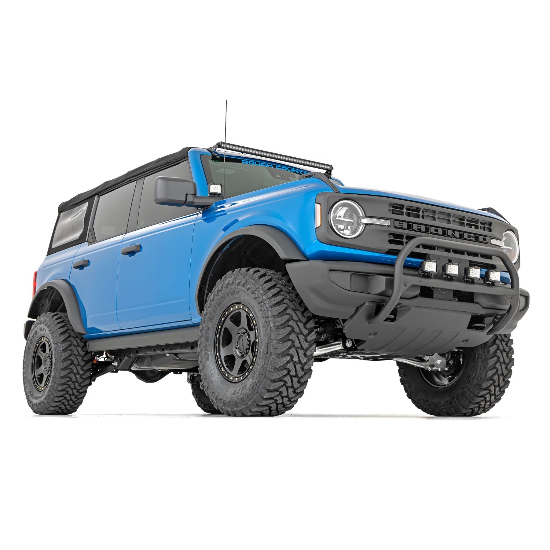 Rough Country Nudge Bar - 3.5 Inch Round Led (x4) - Ford Bronco 4WD (2021-2023)