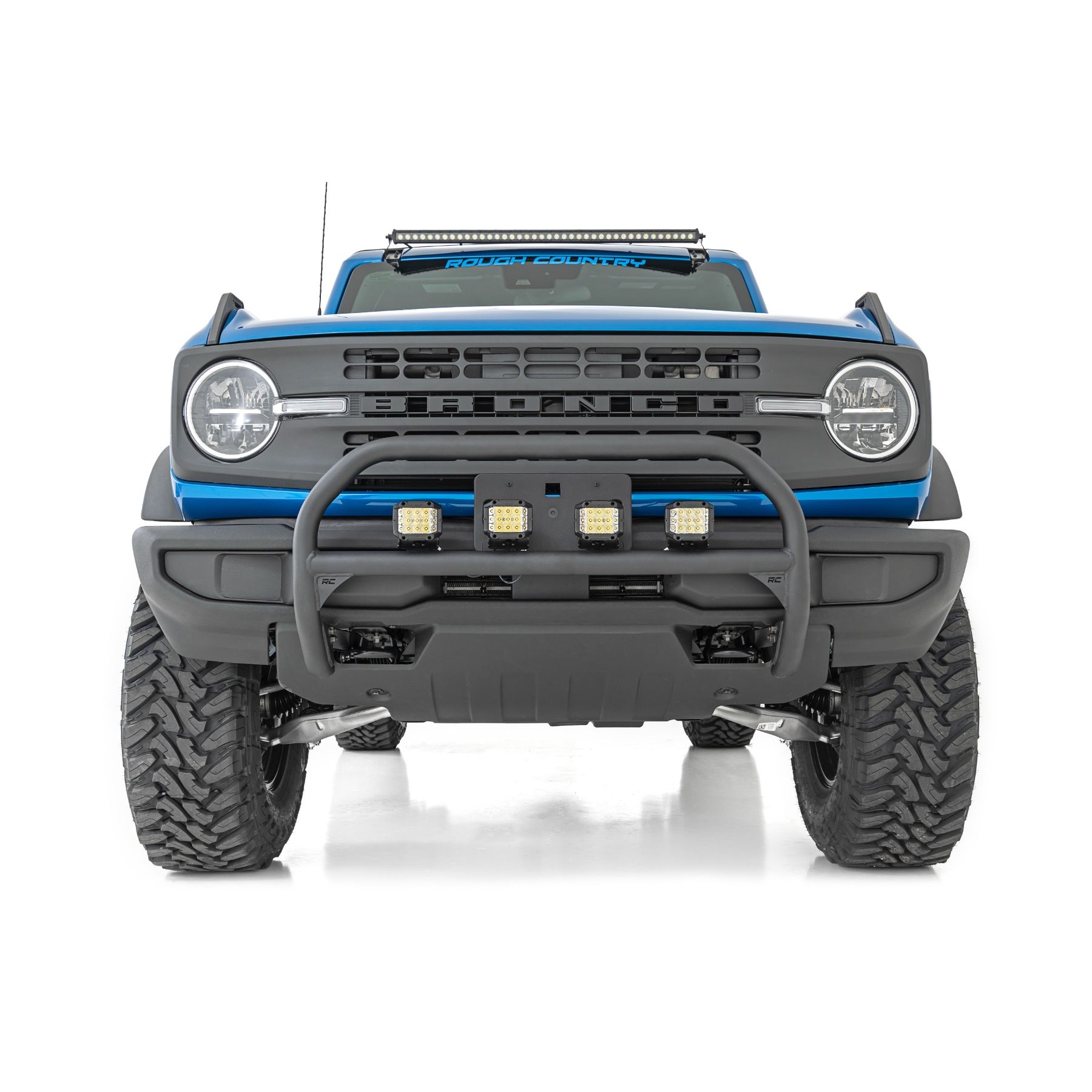 Rough Country Nudge Bar - 3.5 Inch Round Led (x4) - Ford Bronco 4WD (2021-2023)