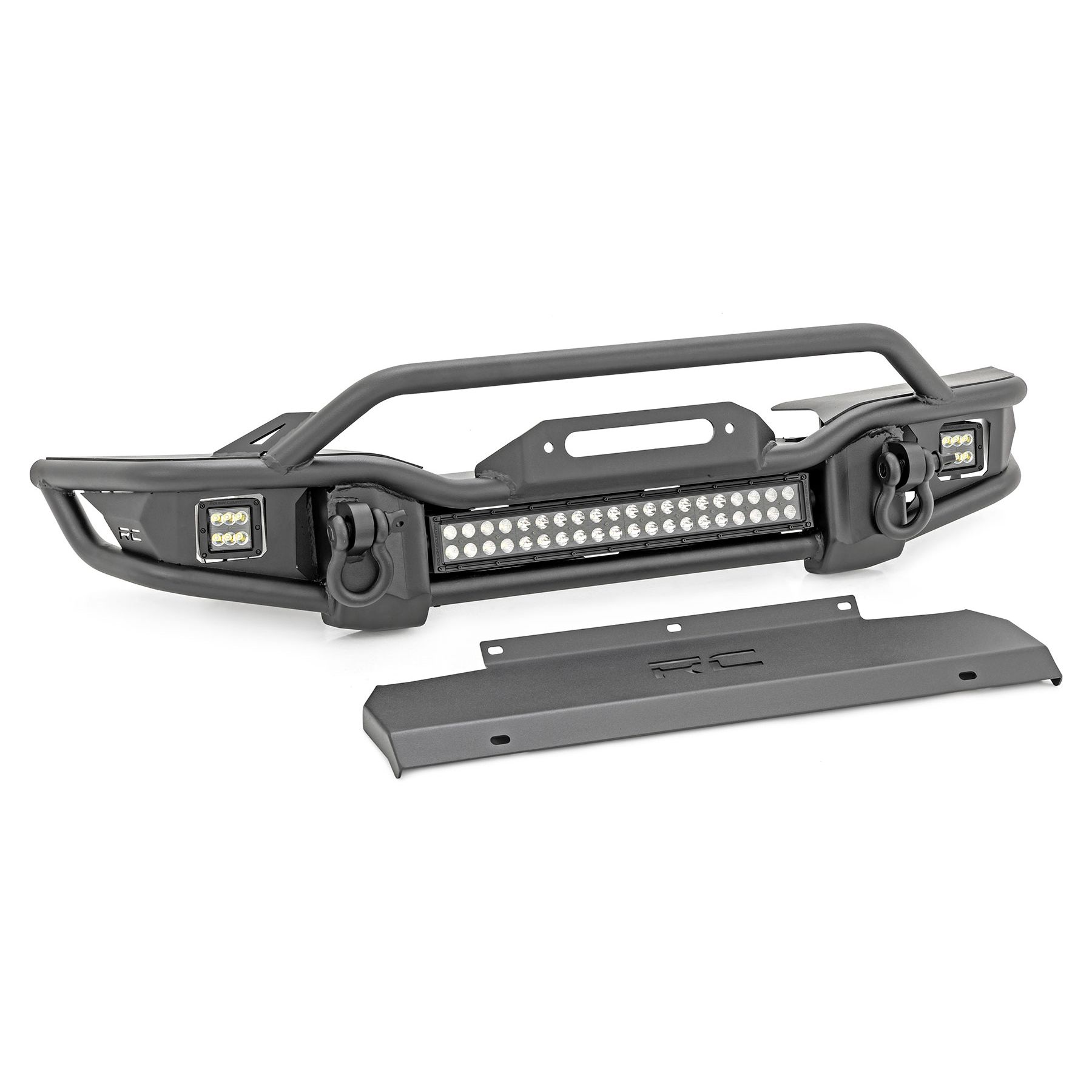 Rough Country Front Winch Bumper - Tubular - Skid Plate - Jeep Gladiator JT/Wrangler JK & JL