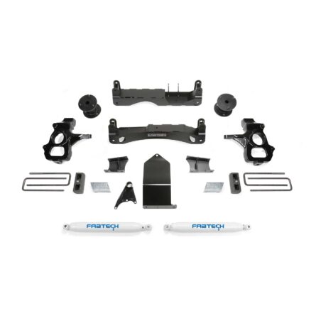 Fabtech 4" BASIC SYS W/ PERF SHKS 14-18 GM C/K1500 P/U W/ OE ALM OR STMP STL UCA