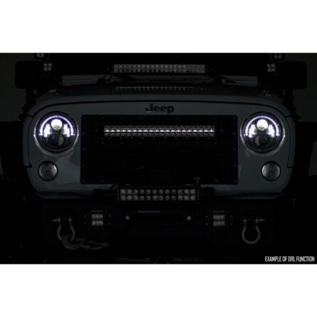 Rough Country Mesh Grille - 30 in Dual Row LED - Black - Amber DRL - Chevy Silverado 1500 (07-13)