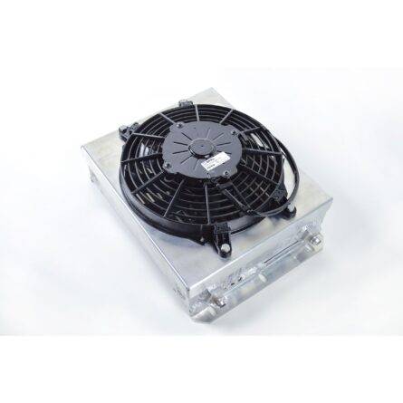 13.8in x 10in Dual Fluid Bar & Plate HD Oil Cooler w/9in SPAL Fan