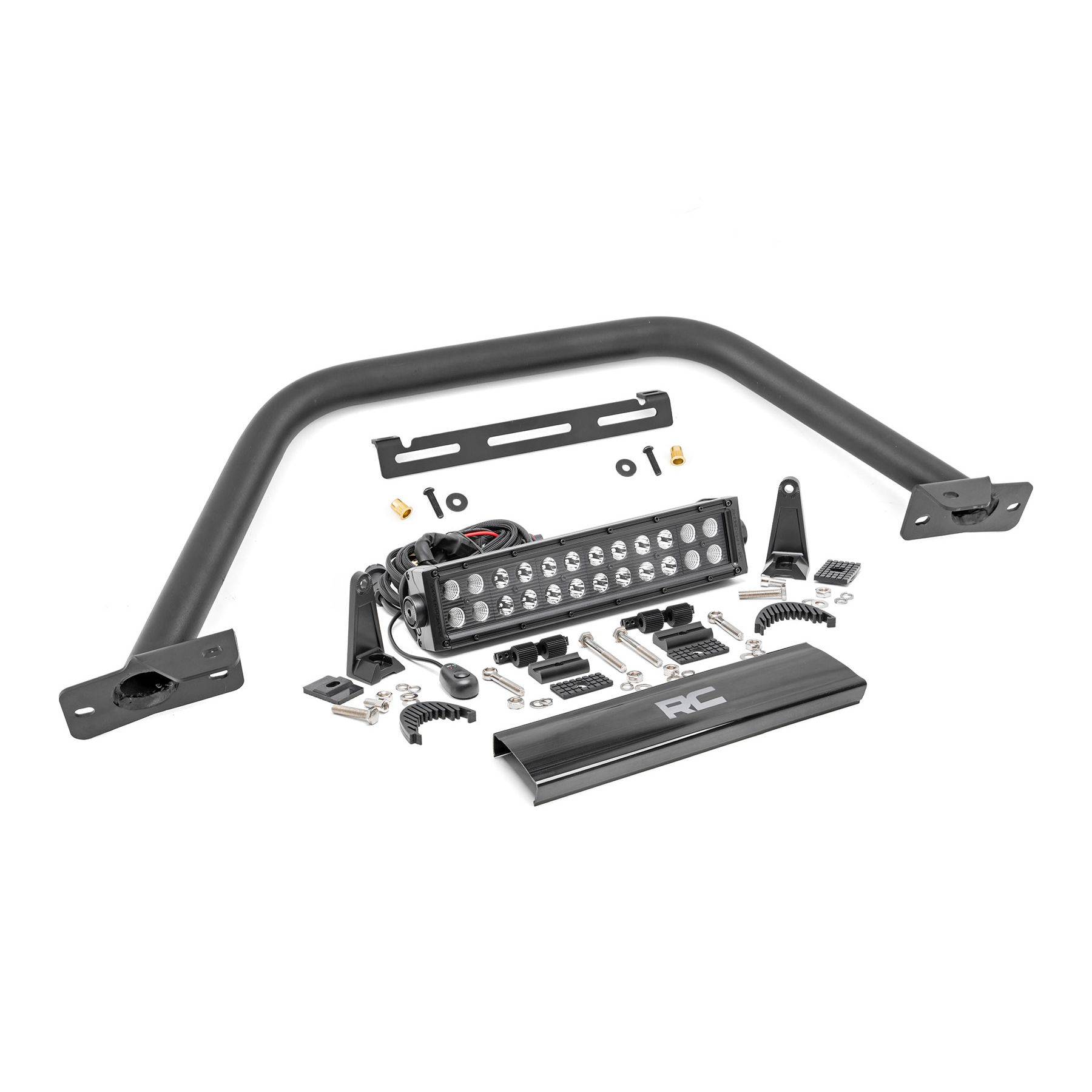 Rough Country Safari Bar - 12 in LED Light Bar - Black - Dual Row - OE Modular Steel - Ford Bronco (21-23)