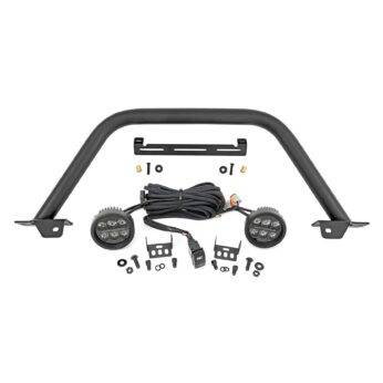 Rough Country Safari Bar - 3.5 in. Round LED (Pair) - Black - Amber DRL - OE Modular Steel - Ford Bronco 4WD (21-23)